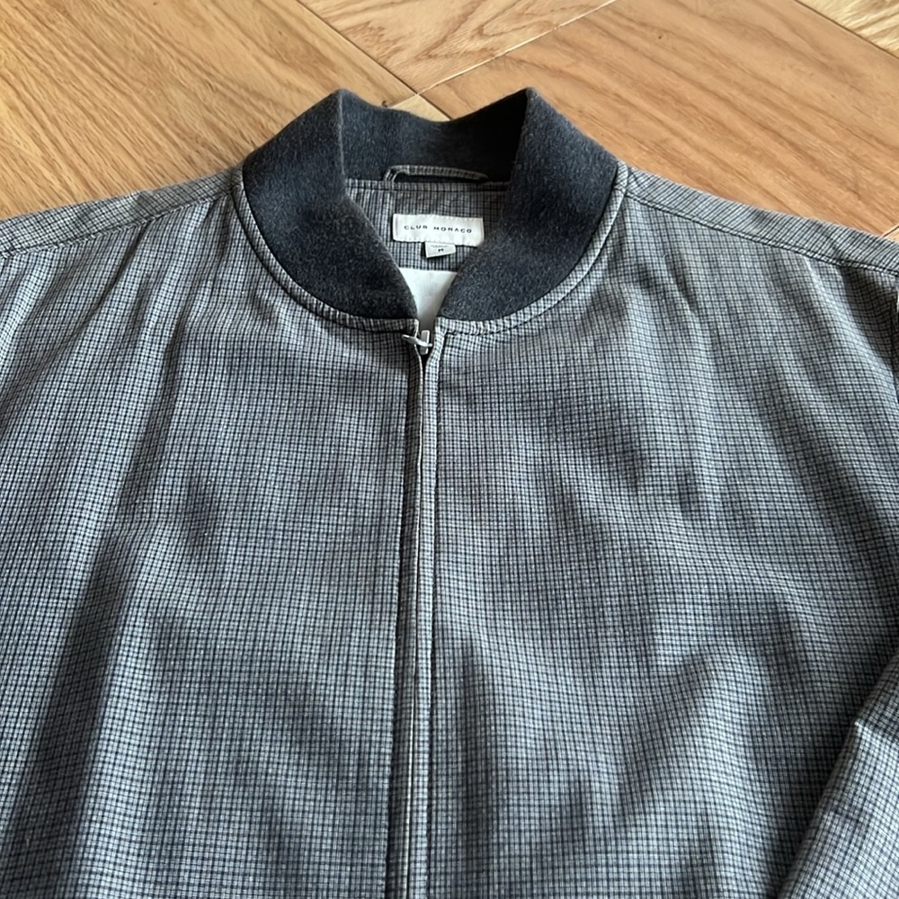 CLUB MONACO Gaston Checked Zip Bomber Jacket. Size M